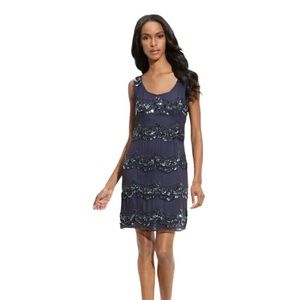 Pizarro Nights Sequin Beaded Silk Shift Dress, 6